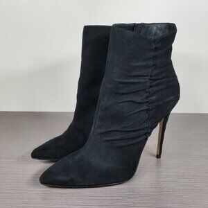 Something Navy Stiletto Heeled Bootie, Black Suede, Womens Size 9